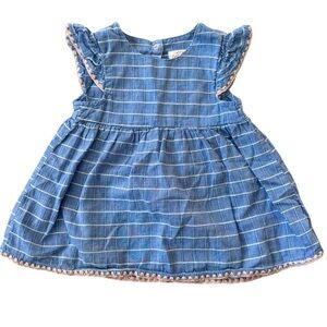Cat & Jack Baby Girl Stripe Plaid Flutter Sleeve Dress Easter- Size 6-9 Months
